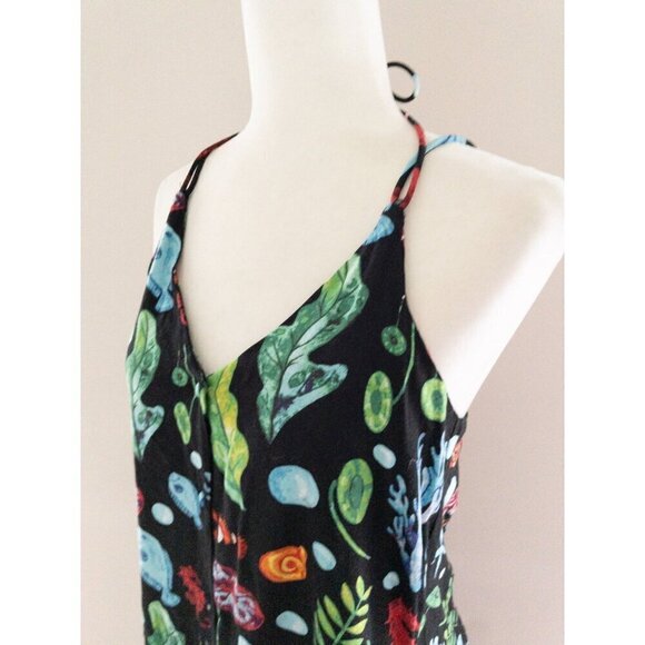 Pepaloves Black Seaside Midi Dress Halter Straps Size S Beach Theme deep sea - Picture 3 of 16